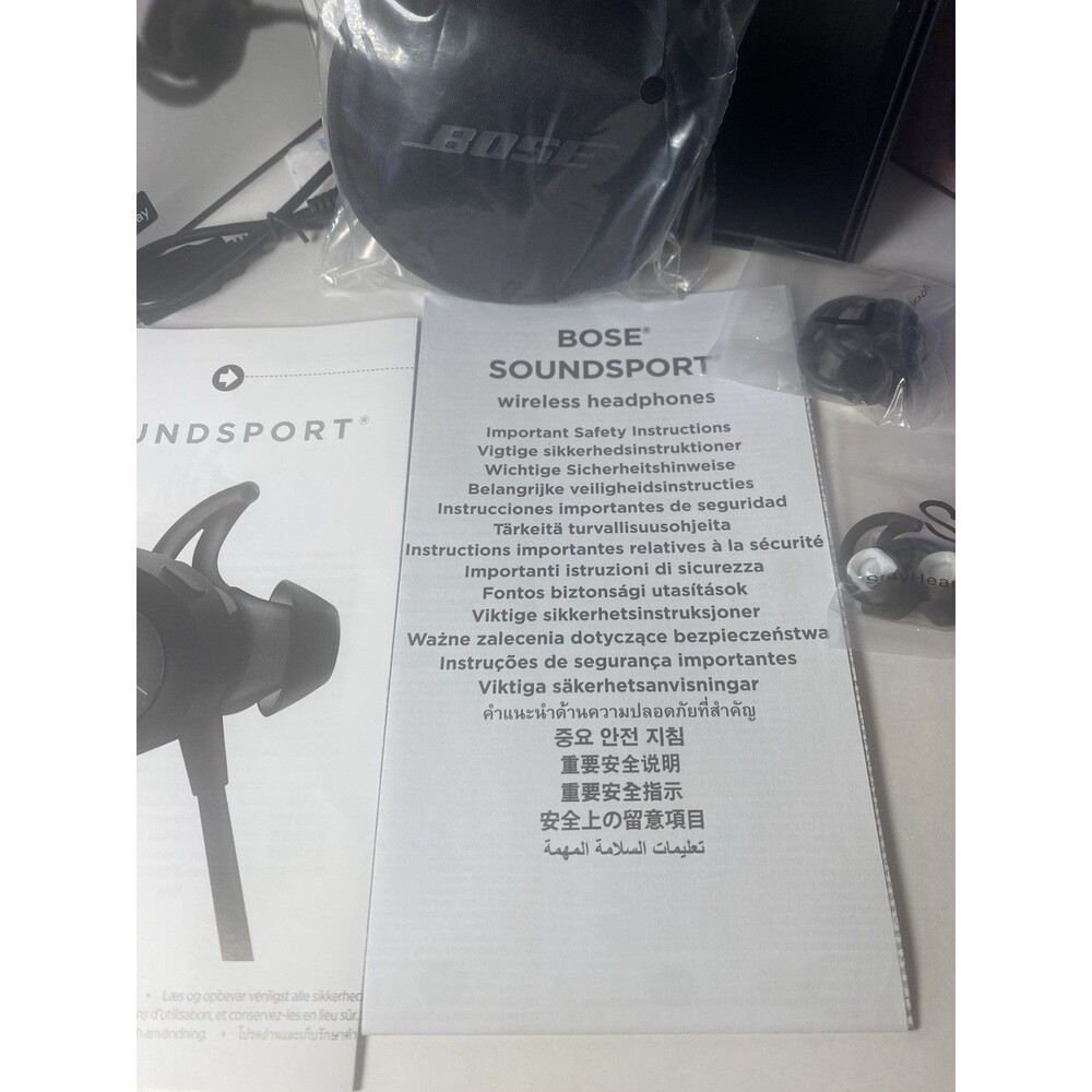 Box + Accessories Only* BOSE SoundSport Wireless InEar Headphones Apple Samsung